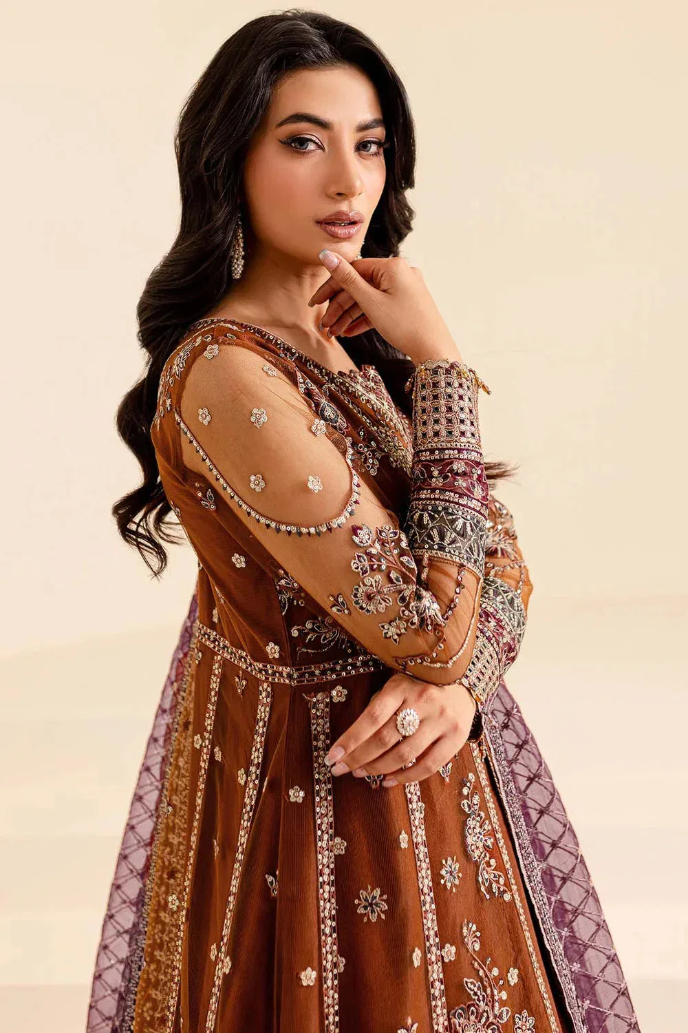 Farasha Lumiere Formals Brown Raw Silk – view 5 – Poshaq