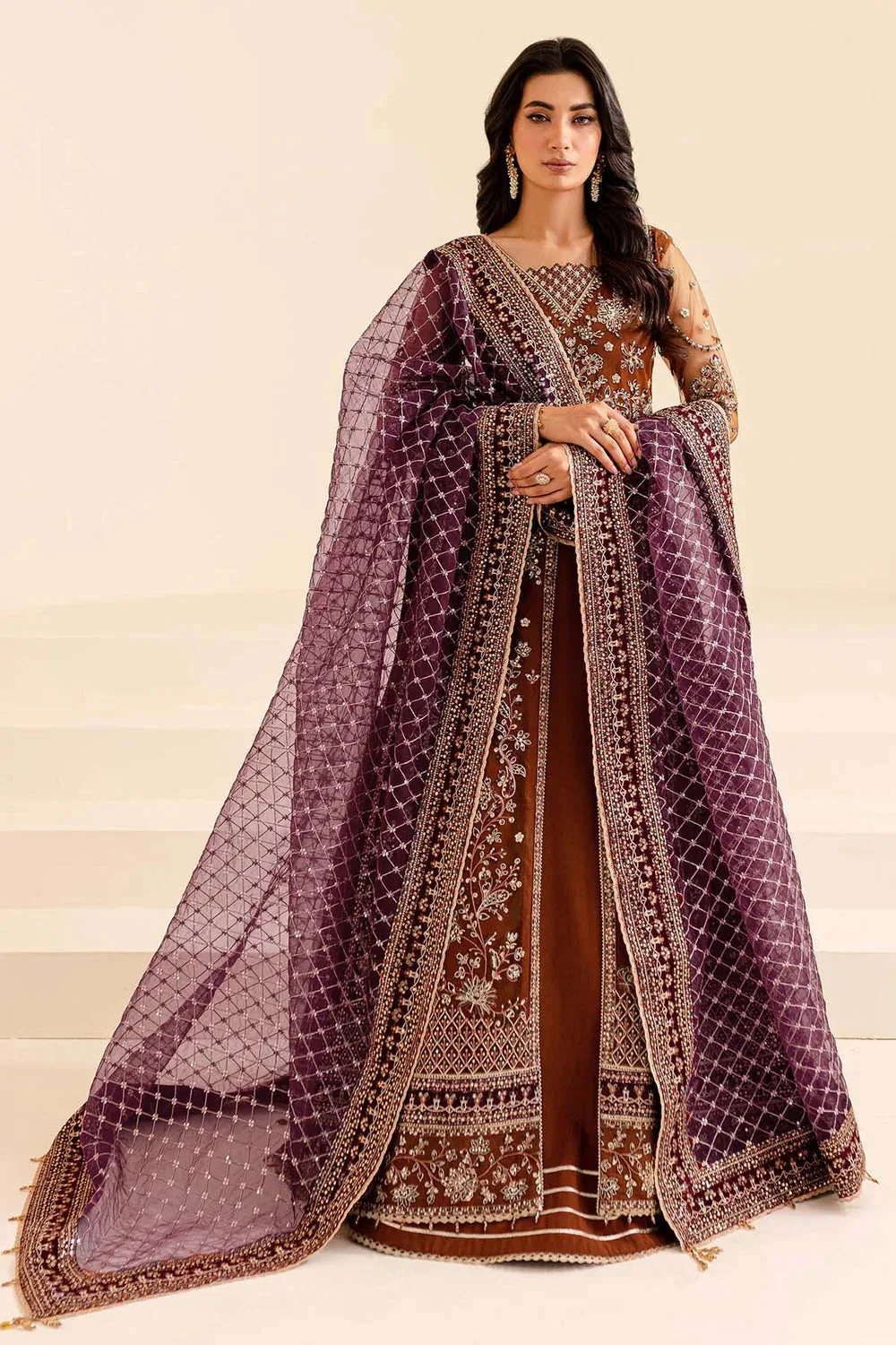 Farasha Lumiere Formals Brown Raw Silk – view 6 – Poshaq