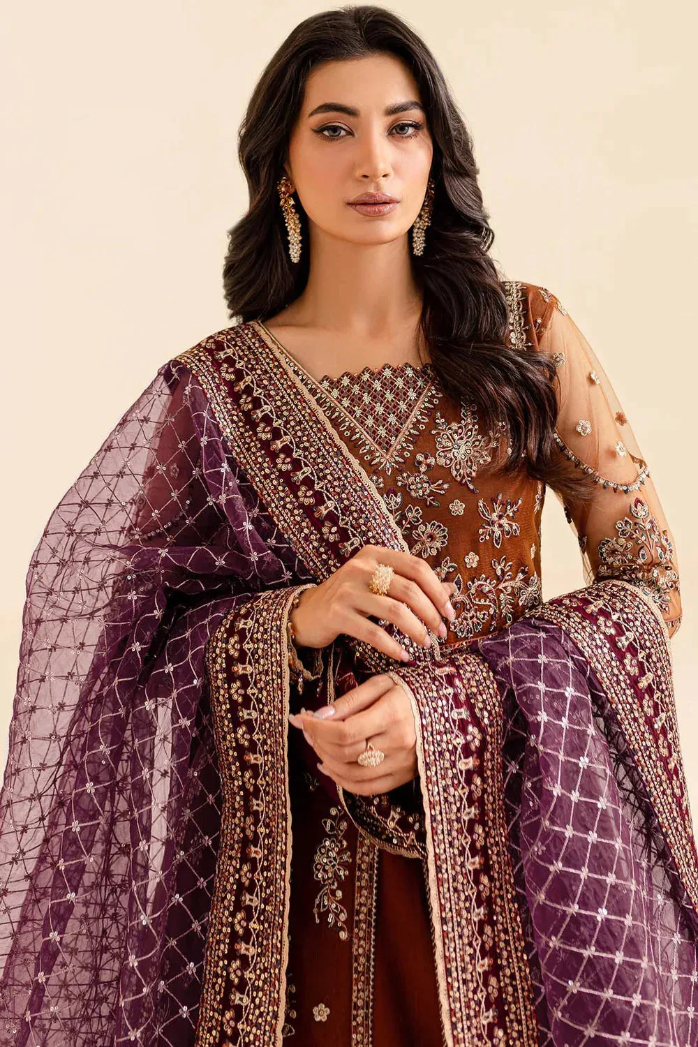 Farasha Lumiere Formals Brown Raw Silk – view 7 – Poshaq