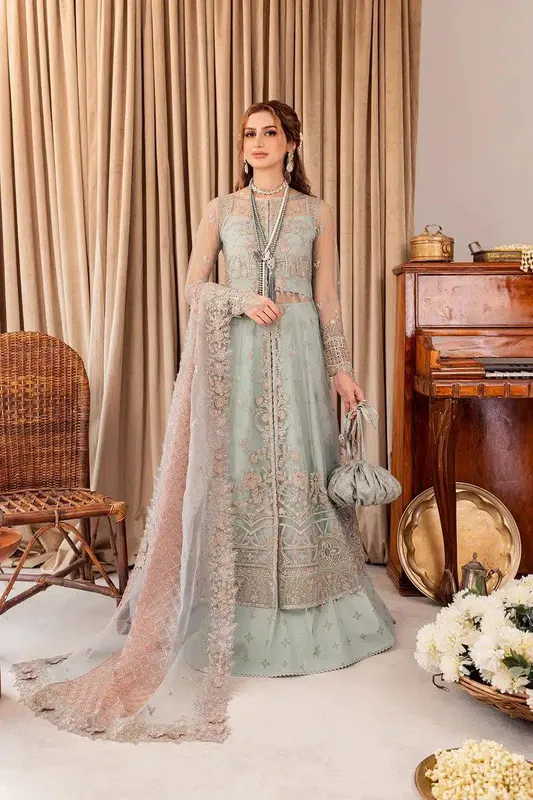 Farasha Tabeer Wedding Formals 23 Green Organza – view 1 – Poshaq
