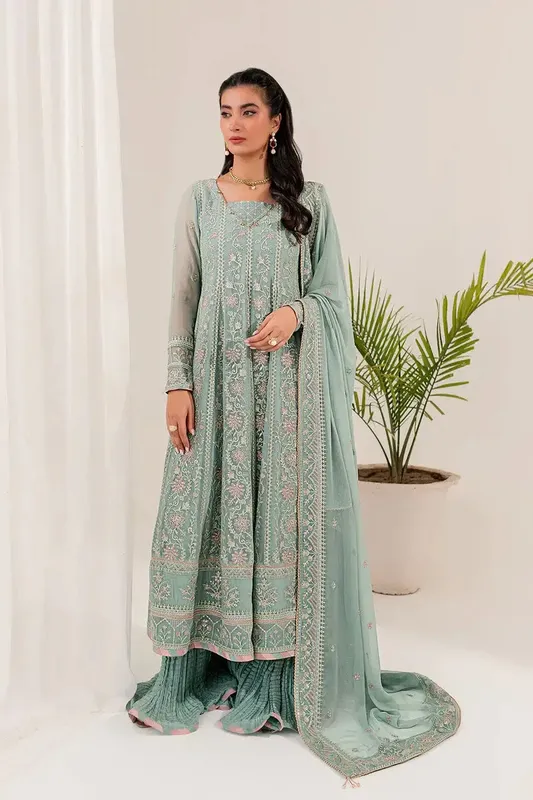 Farasha Lumiere Luxury Collection 23 Green Raw Silk – view 1 – Poshaq