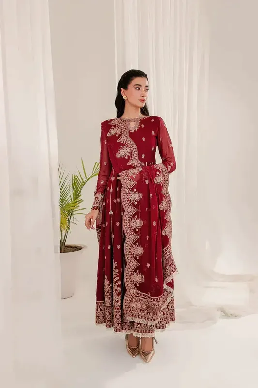 Farasha Lumiere Luxury Collection 23 Red Raw Silk – view 1 – Poshaq