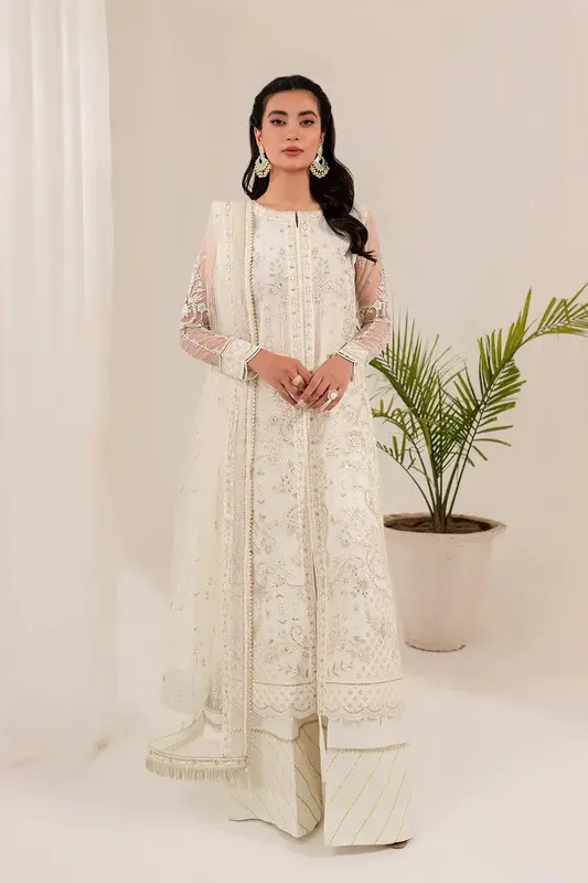 Farasha Lumiere Luxury Collection 23 Off White Raw Silk – view 1 – Poshaq