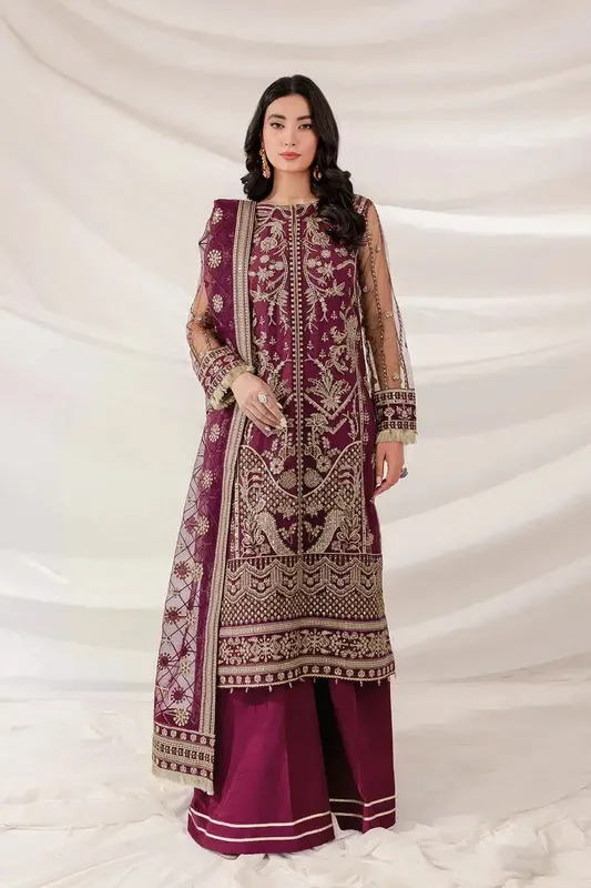 Farasha Lumiere Luxury Collection 23 Magenta Raw Silk – view 1 – Poshaq