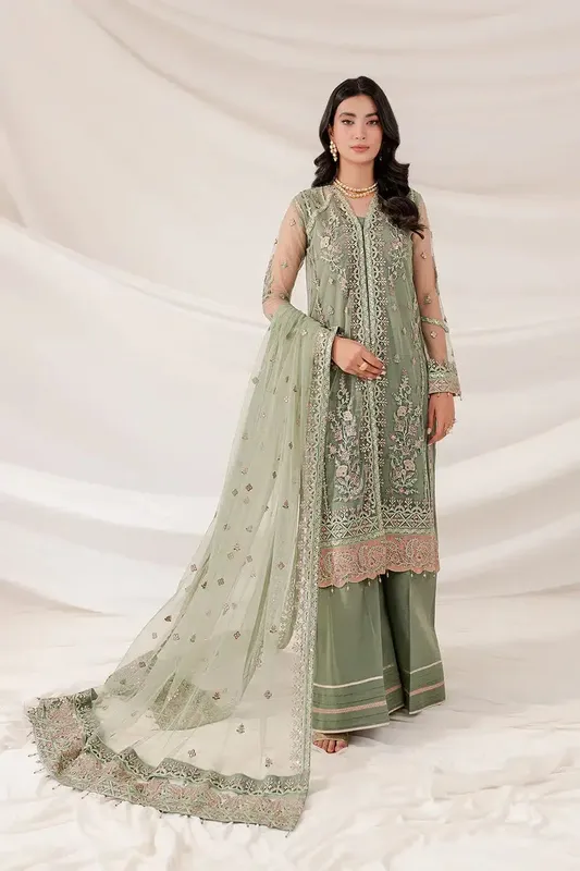 Farasha Lumiere Luxury Collection 23 Green Raw Silk – view 1 – Poshaq