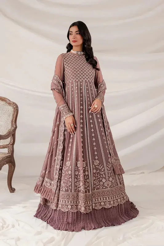 Farasha Lumiere Luxury Collection 23 Pink Raw Silk – view 1 – Poshaq