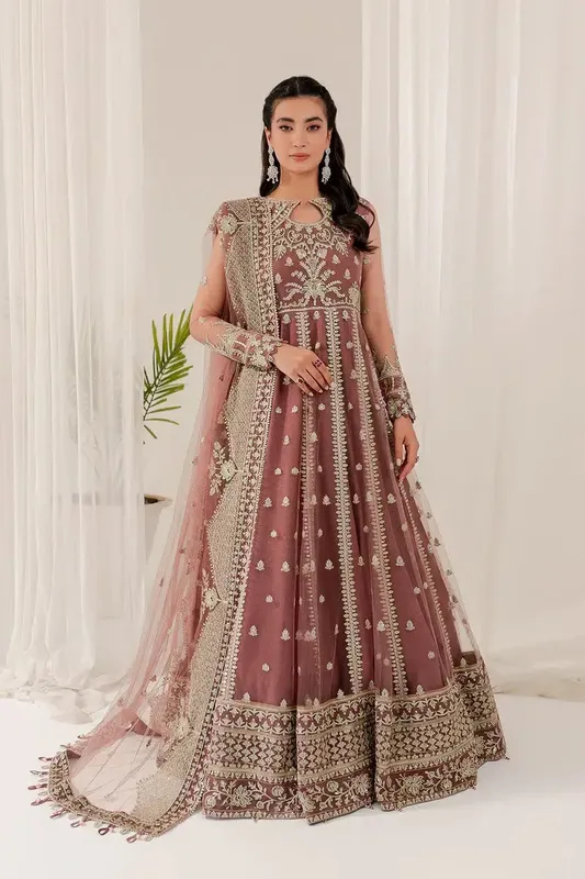 Farasha Lumiere Luxury Collection 23 Pink Raw Silk – view 1 – Poshaq