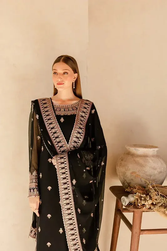 Farasha Ritzier Festive Formals Black Raw Silk – view 1 – Poshaq