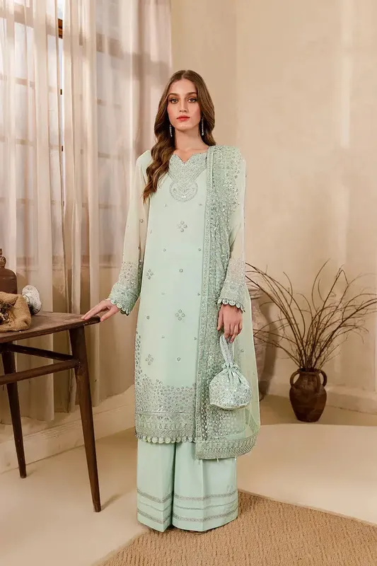 Farasha Ritzier Festive Formals Green Raw Silk – view 1 – Poshaq