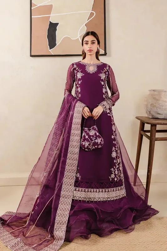 Farasha Ritzier Festive Formals Plum Raw Silk – view 1 – Poshaq