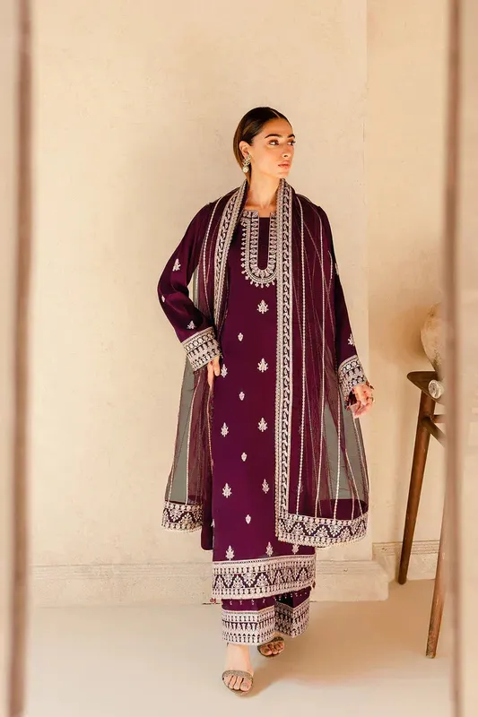 Farasha Ritizer Festive Formals Purple Raw Silk – view 1 – Poshaq