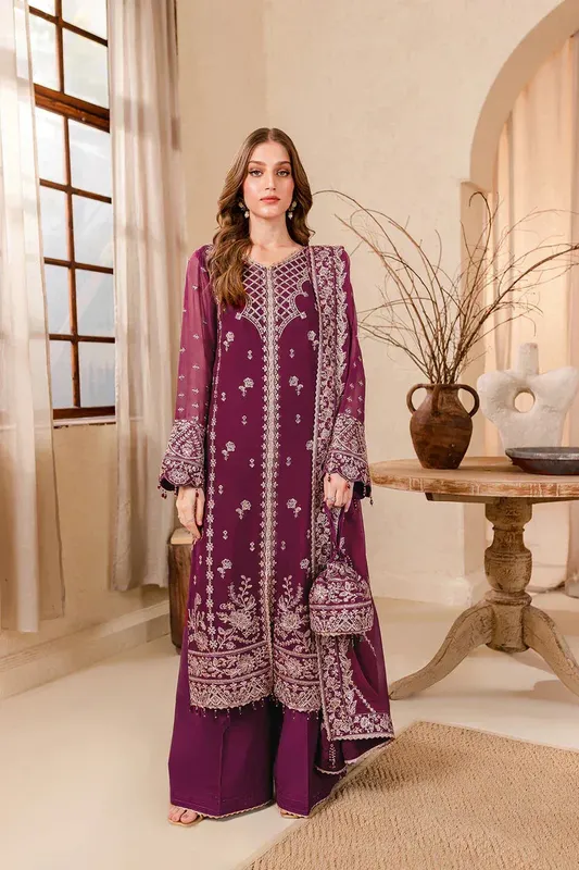 Farasha Ritizer Festive Formals Magenta Raw Silk – view 1 – Poshaq