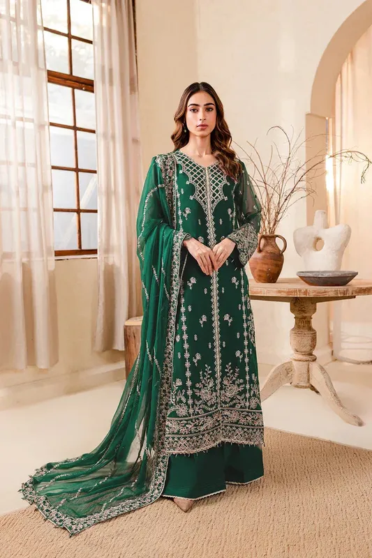 Farasha Ritizer Festive Formals Green Raw Silk – view 1 – Poshaq
