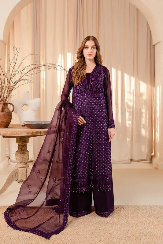 Farasha Ritizer Festive Formals Purple Raw Silk – view 1 – Poshaq