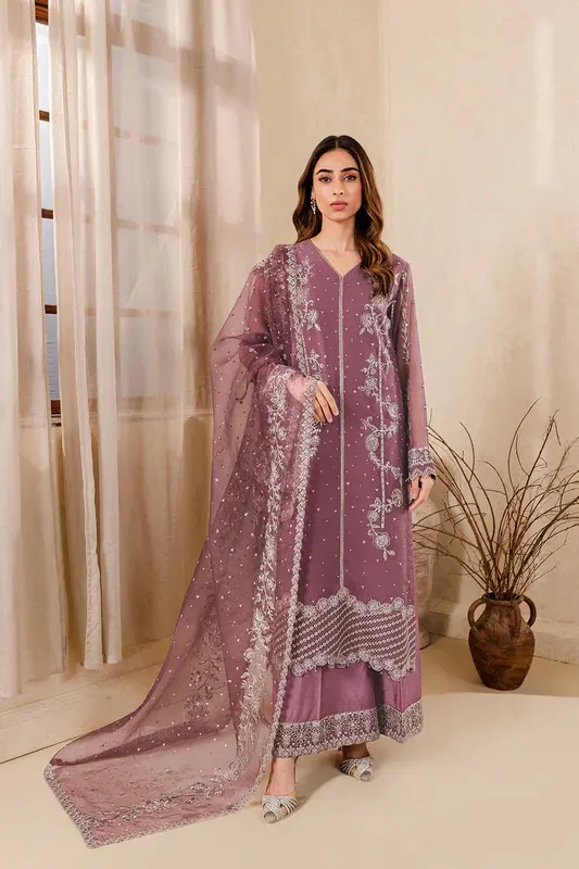 Farasha Ritizer Festive Formals Plum Raw Silk – view 1 – Poshaq