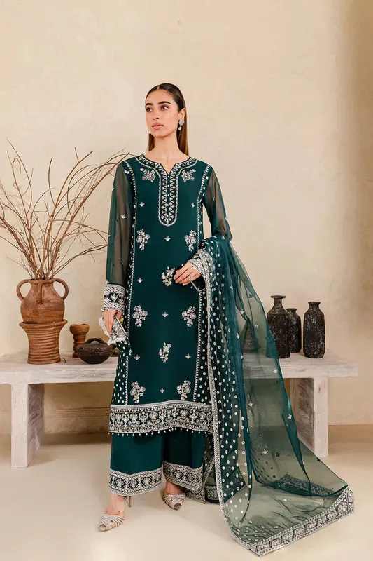 Farasha Ritizer Festive Formals Green Raw Silk – view 1 – Poshaq
