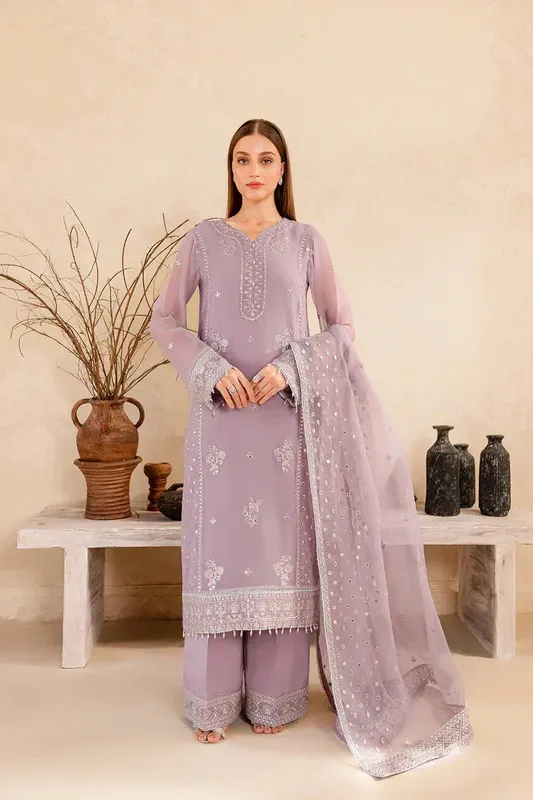 Farasha Ritizer Festive Formals Lilac Raw Silk – view 1 – Poshaq