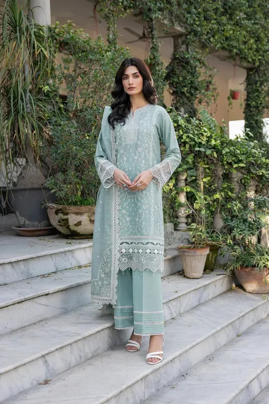 Farasha Bahaar Embroidered Lawn Blue Organza – view 1 – Poshaq