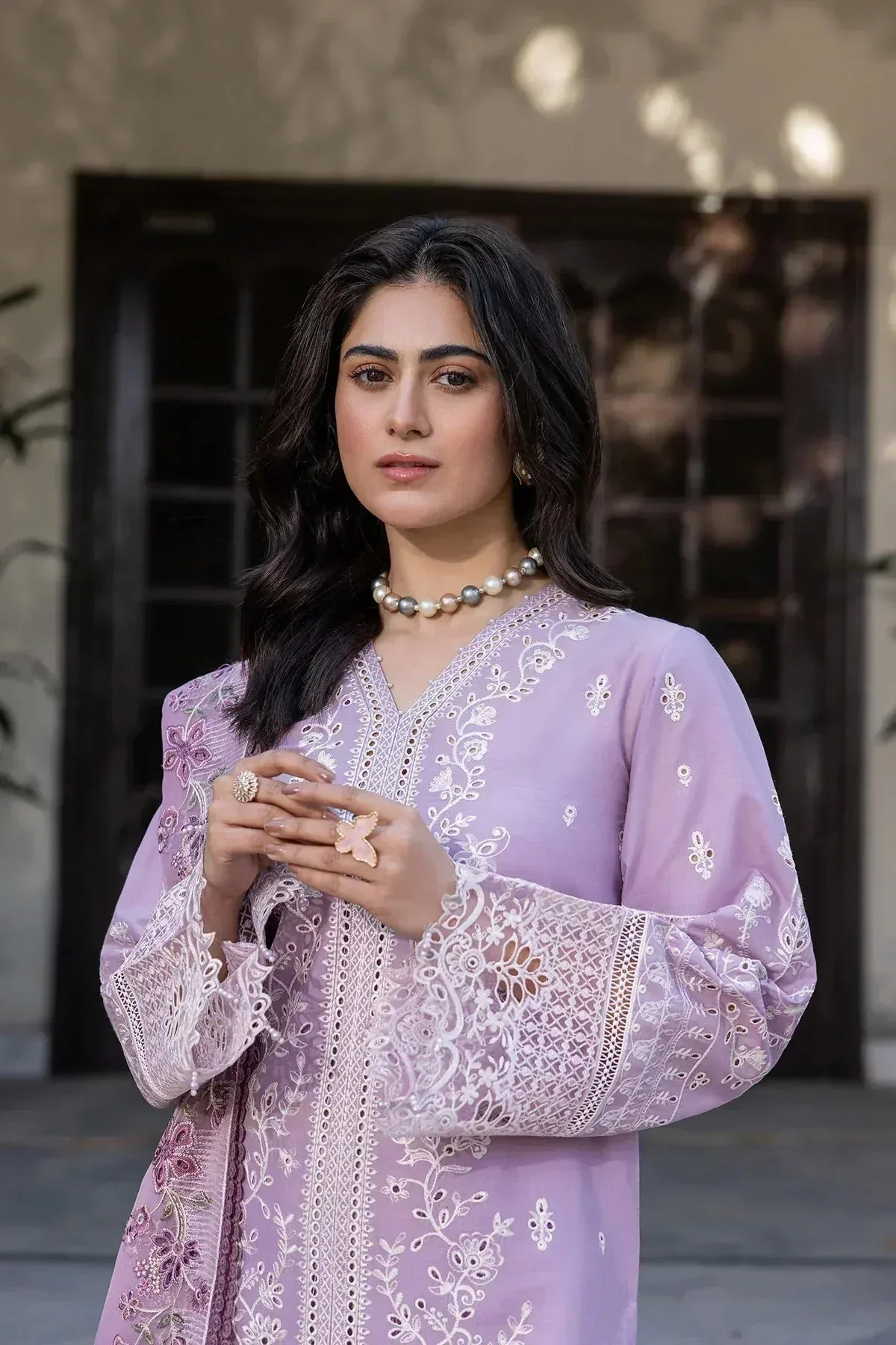 Farasha Bahaar Embroidered Lawn Lilac Organza – view 6 – Poshaq