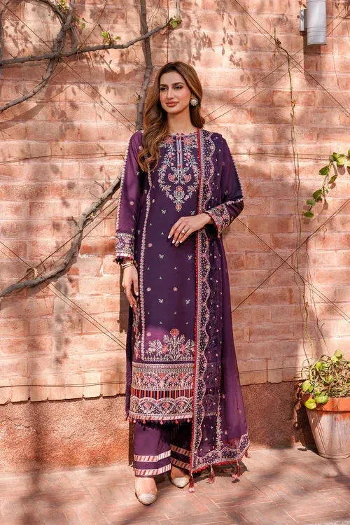Farasha Kaavish Lawn 24 Purple Chiffon – view 1 – Poshaq