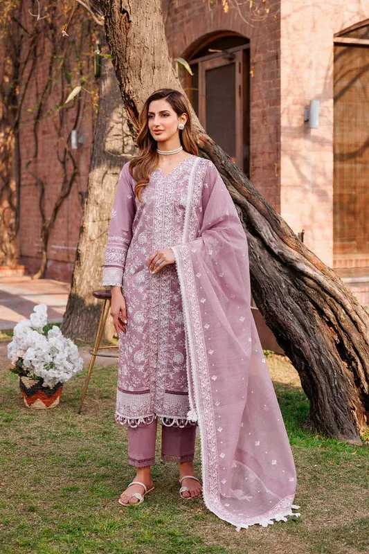 Farasha Dastoor Embroidered Lawn SS24 Pink Cotton – view 1 – Poshaq