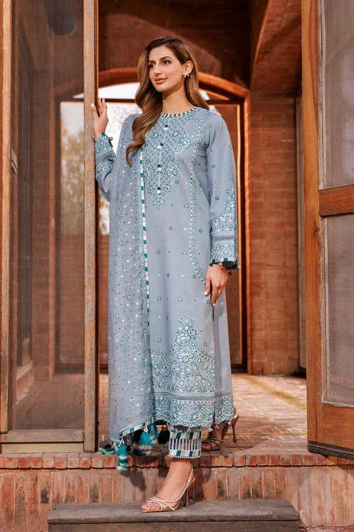 Farasha Dastoor Embroidered Lawn SS24 Blue Cotton – view 1 – Poshaq