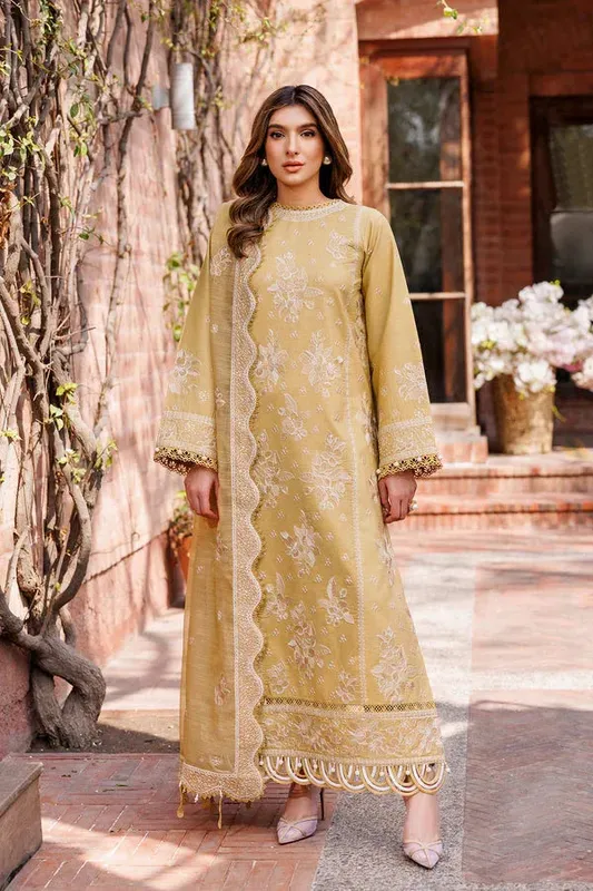 Farasha Dastoor Embroidered Lawn SS24 Brown Cotton – view 1 – Poshaq