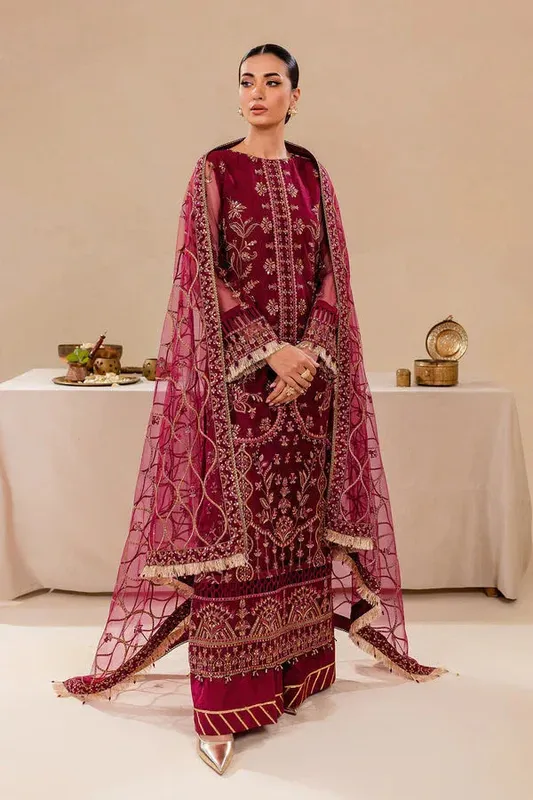 Farasha Lumiere Formals Maroon Raw Silk – view 1 – Poshaq