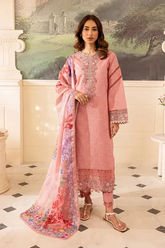 Farasha Seraya Lawn 24 Pink Organza – view 1 – Poshaq