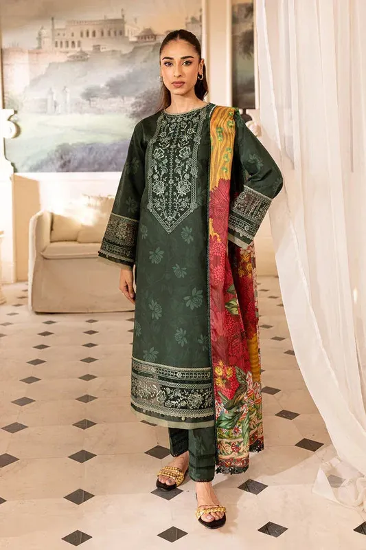 Farasha Seraya Lawn 24 Green Organza – view 1 – Poshaq