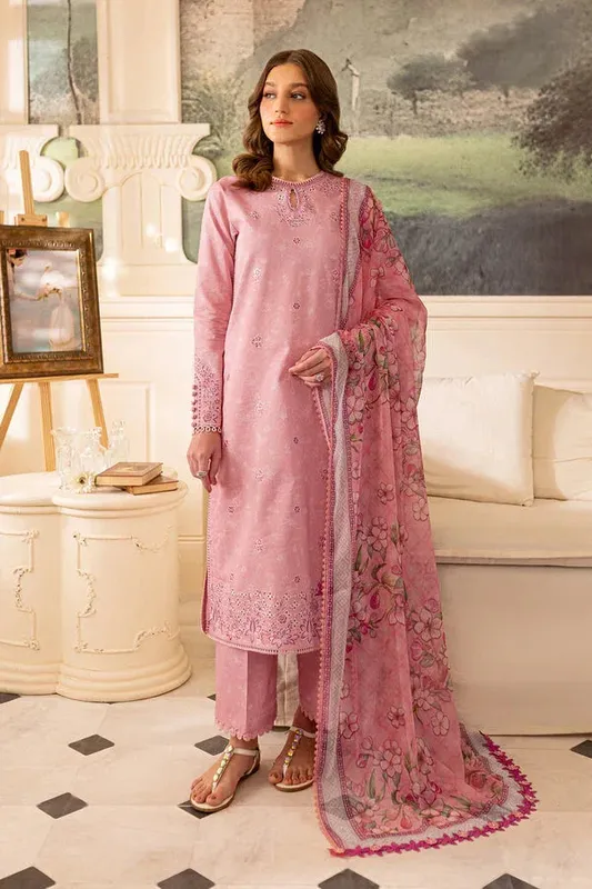 Farasha Seraya Lawn 24 Pink Organza – view 1 – Poshaq