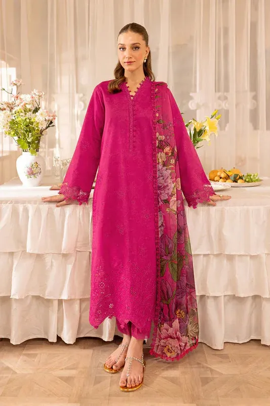 Farasha Seraya Lawn 24 Pink Organza – view 1 – Poshaq