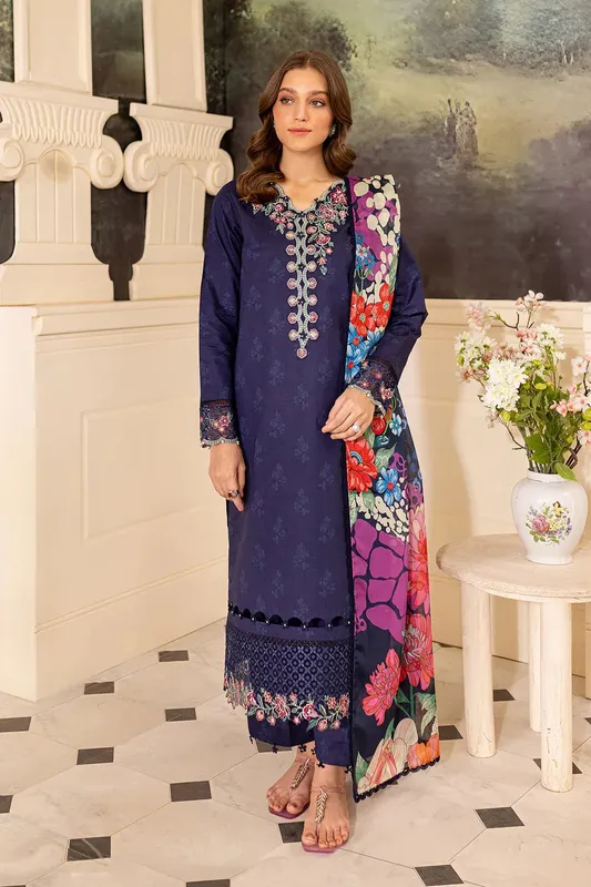 Farasha Seraya Lawn 24 Purple Organza – view 1 – Poshaq