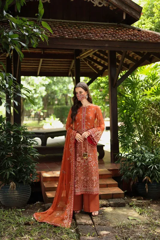 Flossie Naayab Formals Burnt Orange Organza – view 1 – Poshaq