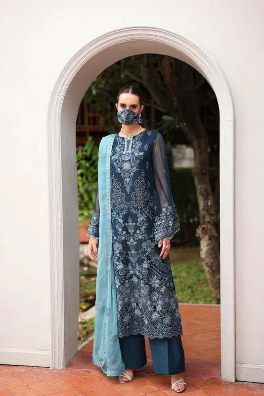 Flossie Naayab Formals Teal Blue Organza – view 1 – Poshaq