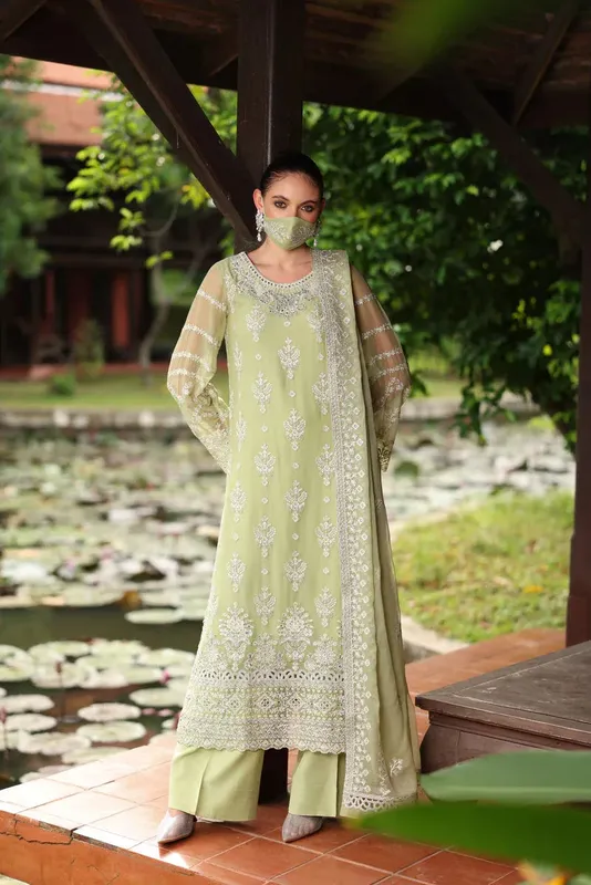 Flossie Naayab Formals Thistle green Organza – view 1 – Poshaq