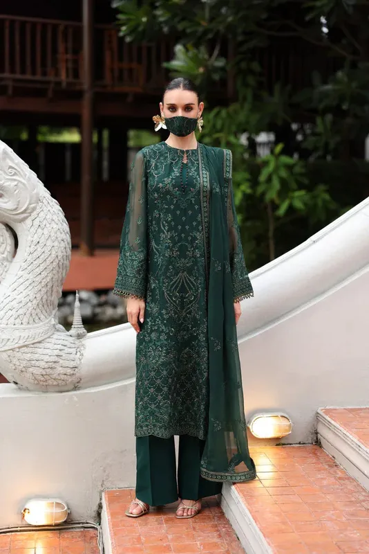 Flossie Naayab Formals Teal Green Organza – view 1 – Poshaq
