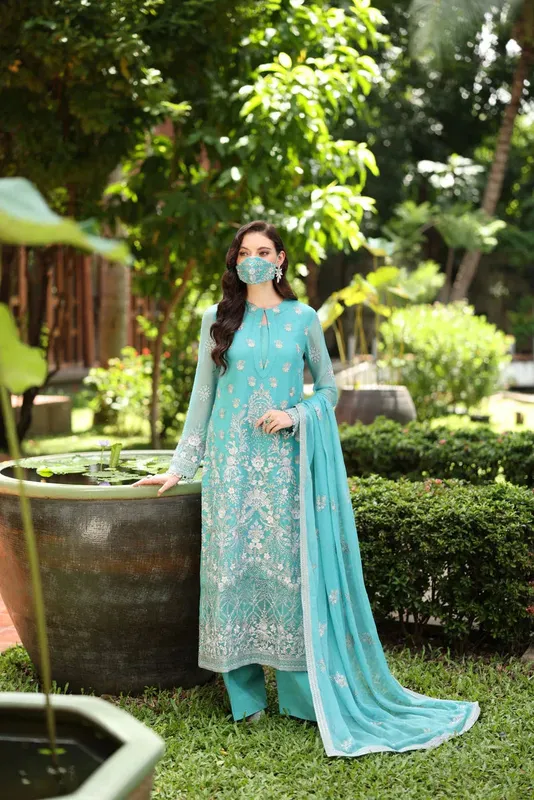 Flossie Naayab Formals Ferozi Organza – view 1 – Poshaq