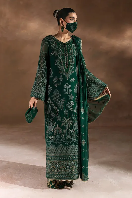 Flossie Laconic Formals Bottle Green Organza – view 1 – Poshaq
