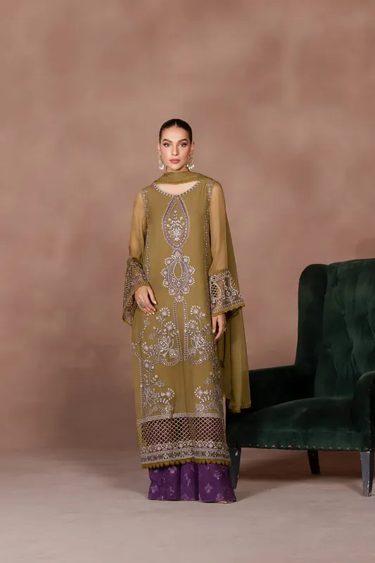 Flossie Studio RTW Olive Green Chiffon – view 1 – Poshaq