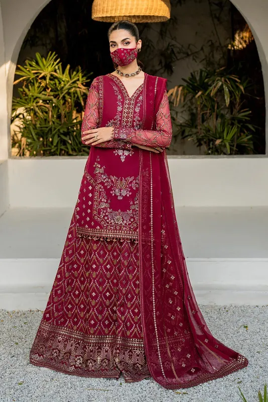 Flossie Naqsh Formals Berry Organza – view 1 – Poshaq