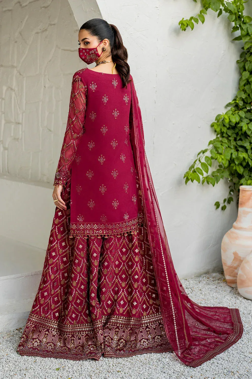 Flossie Naqsh Formals Berry Organza – view 2 – Poshaq