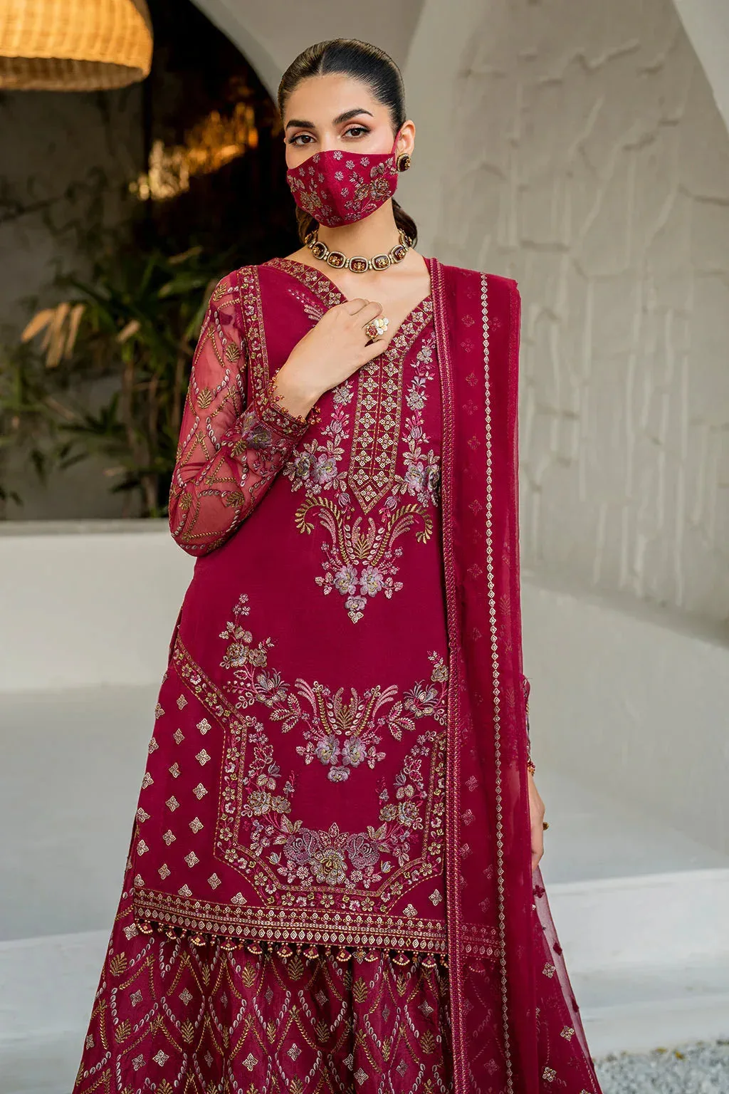 Flossie Naqsh Formals Berry Organza – view 4 – Poshaq
