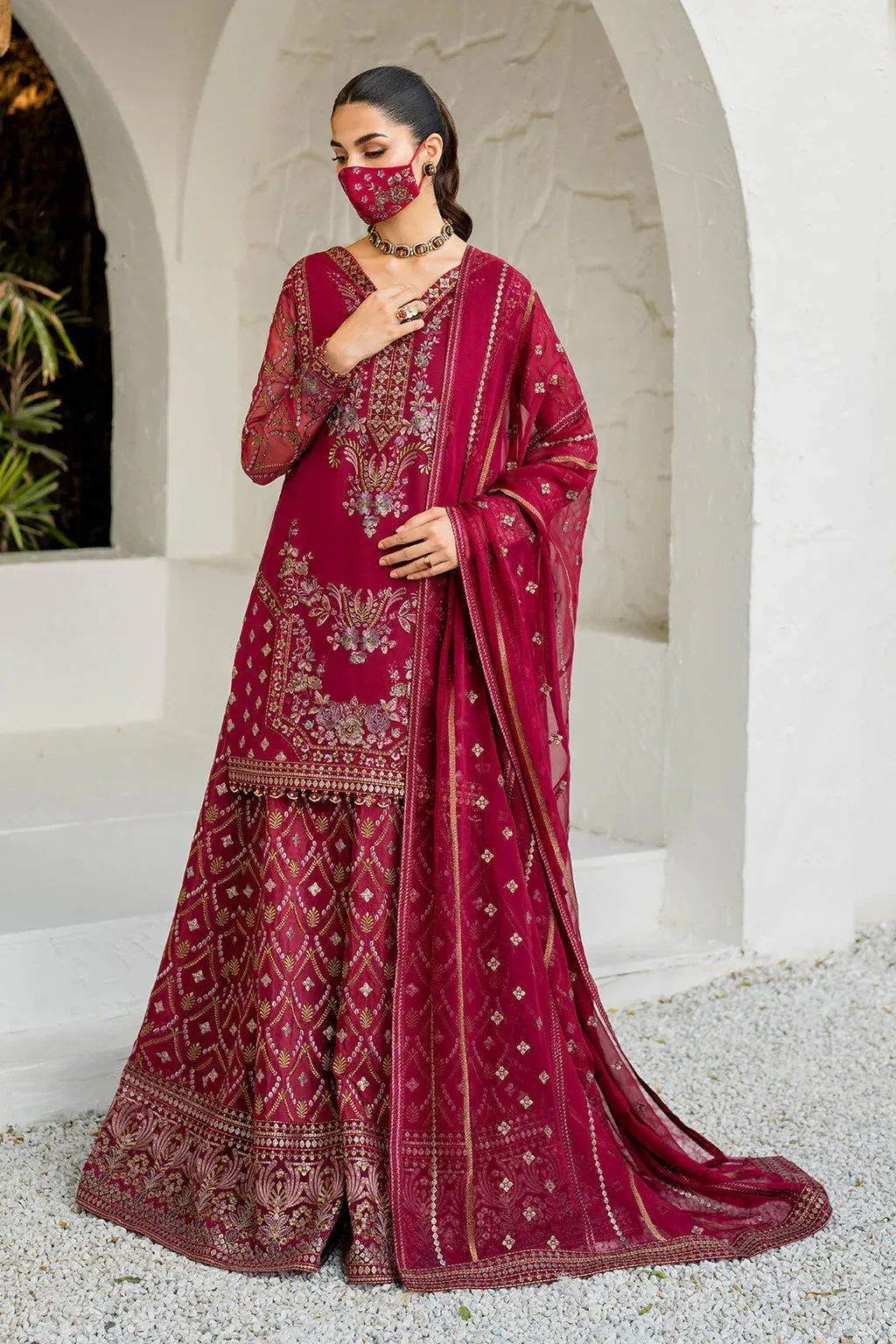 Flossie Naqsh Formals Berry Organza – view 5 – Poshaq