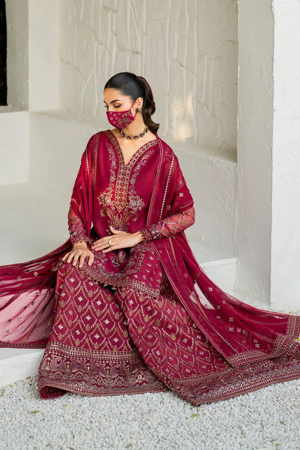 Flossie Naqsh Formals Berry Organza – view 6 – Poshaq