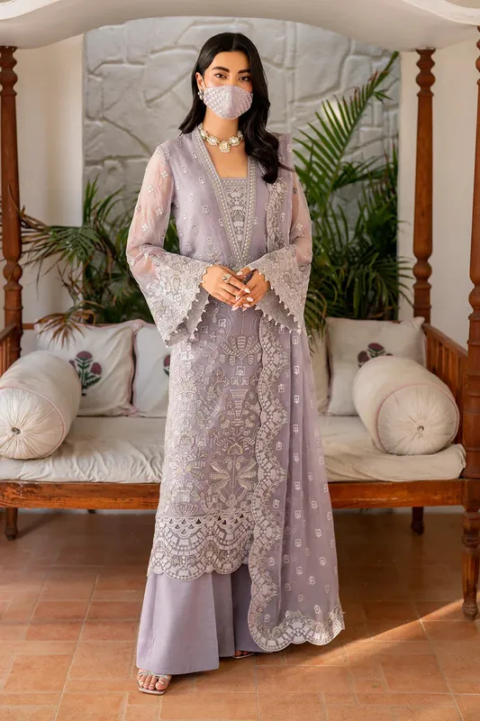 Flossie Naqsh Formals Lilac Organza – view 1 – Poshaq