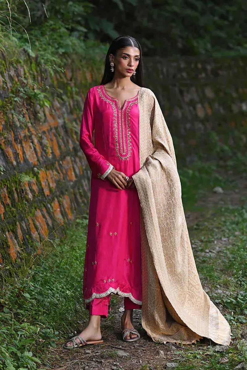 Hue Pret Farasha Luxury Pret Hot Pink Silk – view 2 – Poshaq