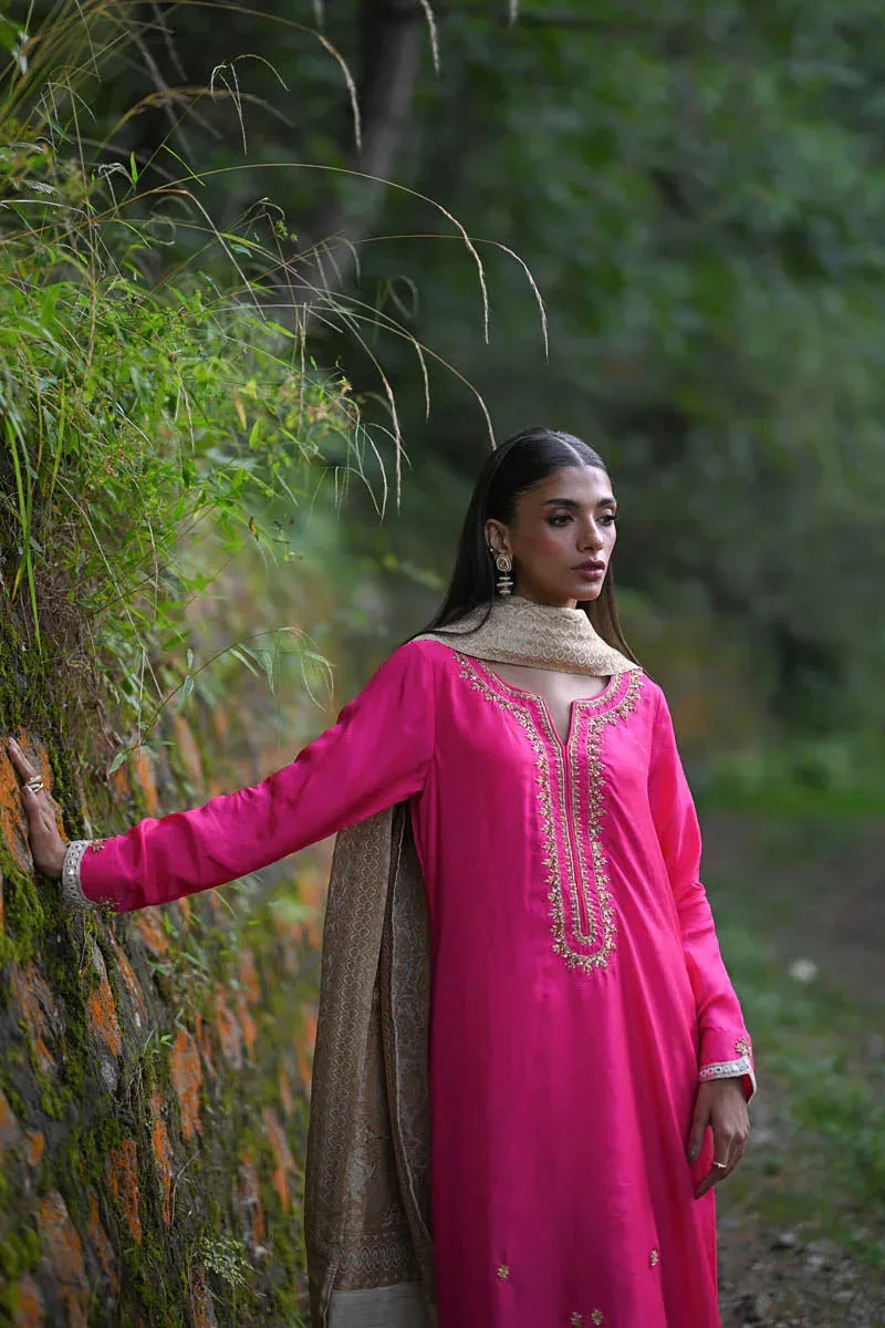 Hue Pret Farasha Luxury Pret Hot Pink Silk – view 3 – Poshaq