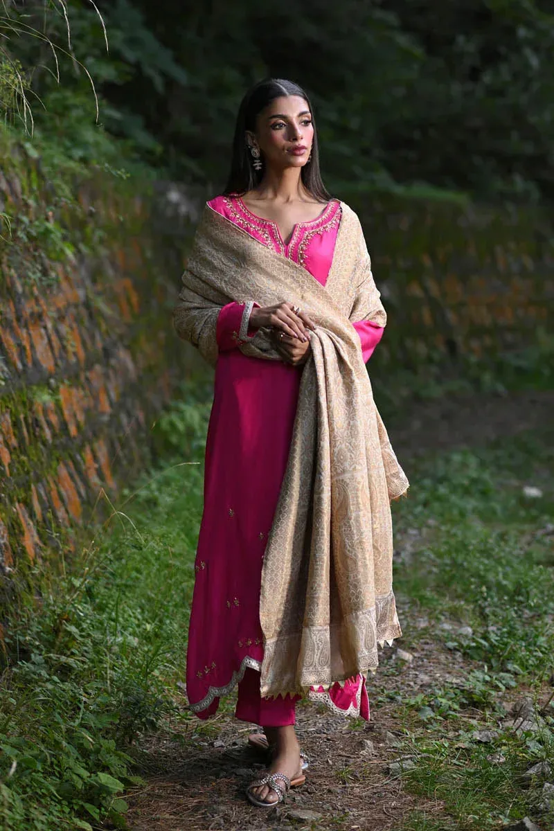 Hue Pret Farasha Luxury Pret Hot Pink Silk – view 4 – Poshaq