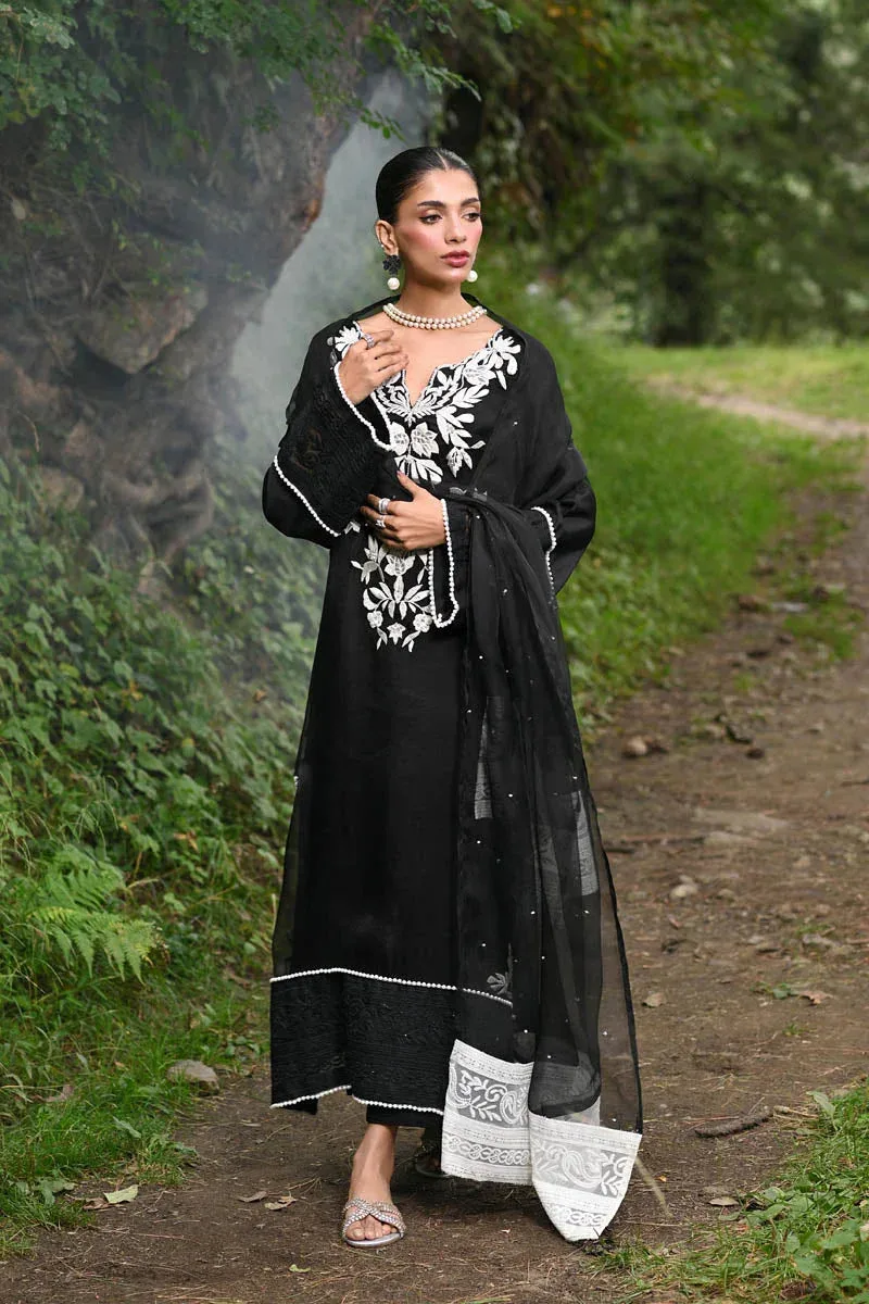 Hue Pret Farasha Luxury Pret Black Organza – view 1 – Poshaq
